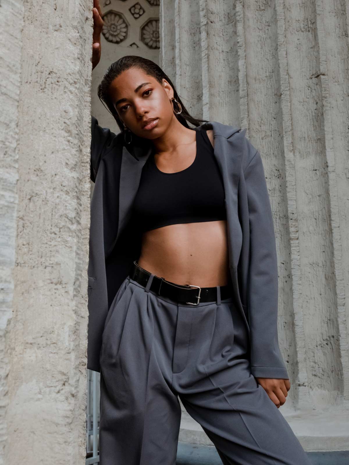 Cotton suit with trousers