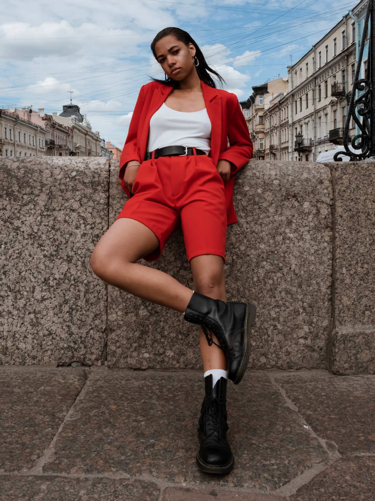 Silk suit with shorts